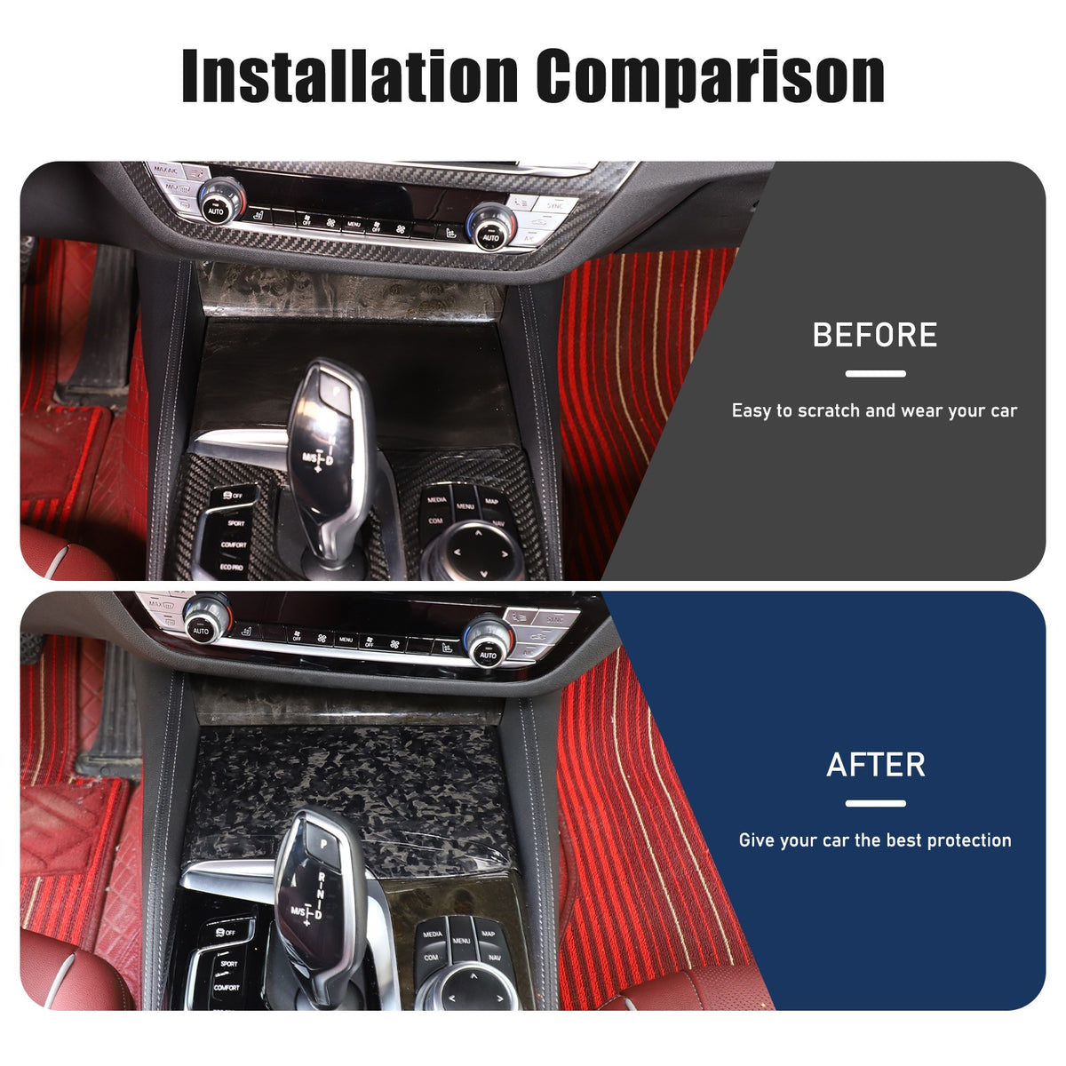 Forged Real Carbon Fiber Center Cup Holder Trim For BMW 5 Series G30 2018-2022 21