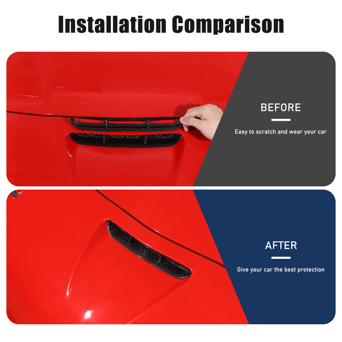 Real Carbon Fiber Front Engine Hood Bonnet AirVent Trim For Corvette C6 05-13 US 17