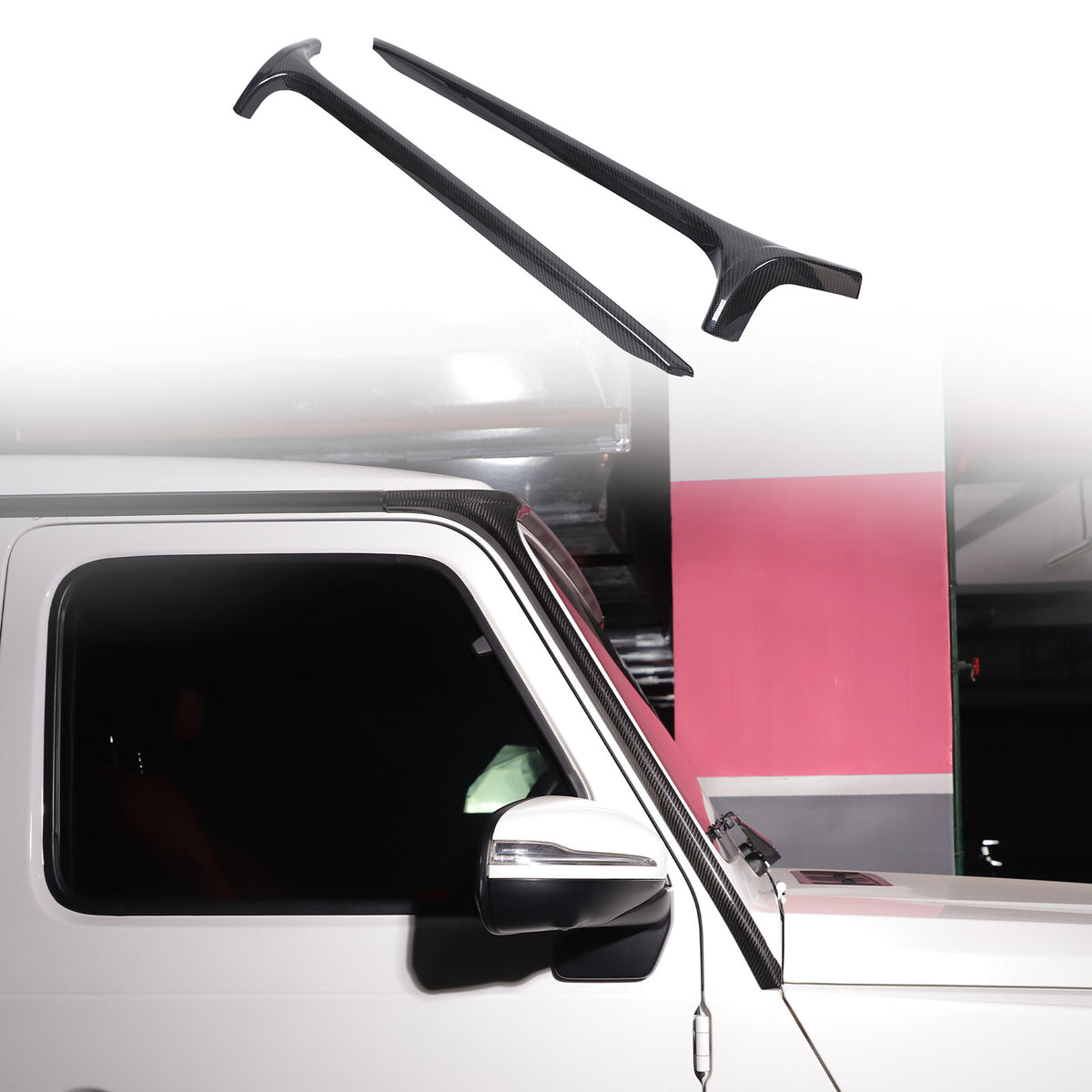 Real Carbon Fiber Window Triangle A-Pillar Cover For Benz W463 G550 G63 19-23 5