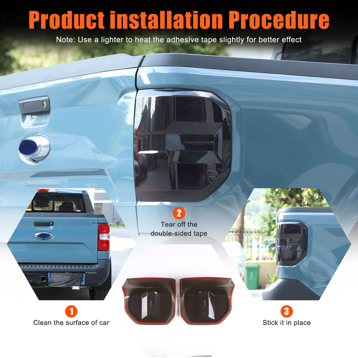 Smoked Black Rear Tail Light Guard Cover Trim Shell For Ford Maverick 2022-2024 15