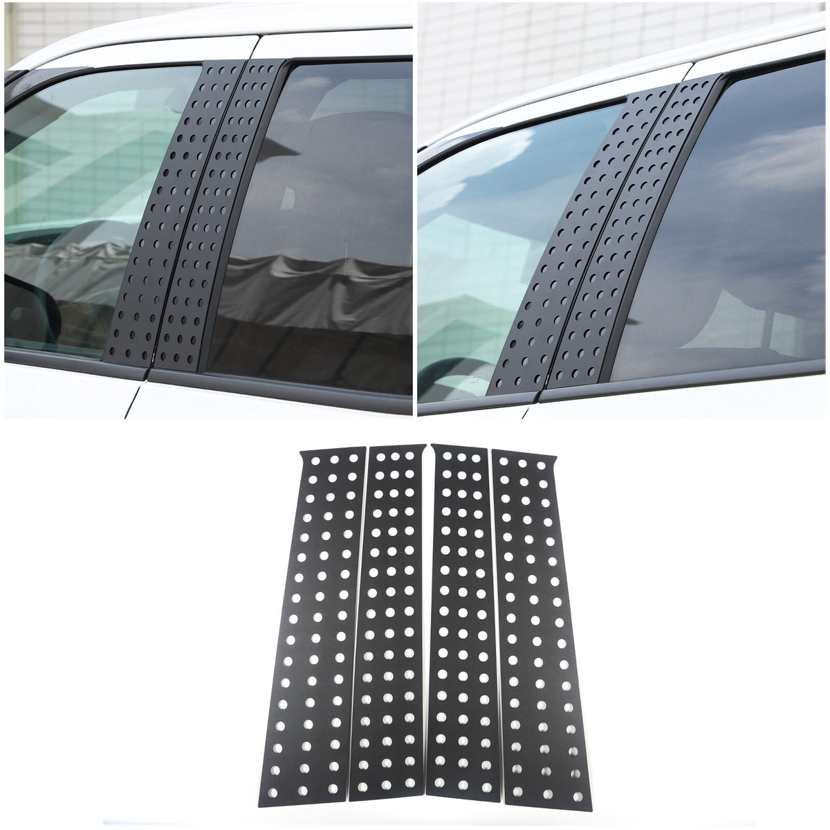 Black Aluminum Alloy Window Center Pillar Trim Panel For Toyota Tundra 2022+ 1