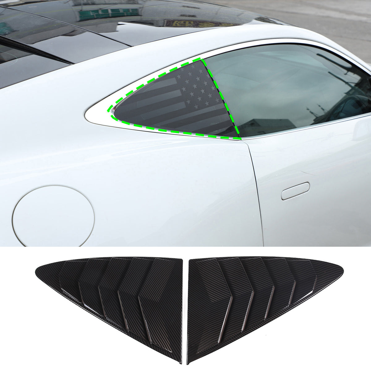 ABS Carbon Fiber Rear Side Window Louver Cover For Jaguar F-TYPE Coupe 13-24 12