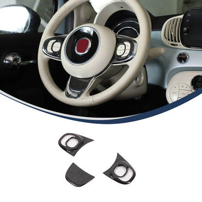 Real Carbon Fiber Steering Wheel Button Trim For Fiat 500 Abarth 595 695 2021-23 8