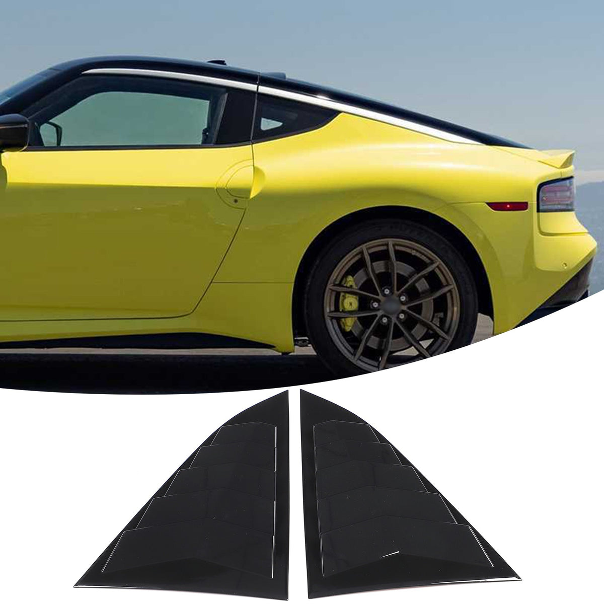 Piano Black Rear Window Triangle Louver Shutter Trim For Nissan 400Z Z34 21+ 9