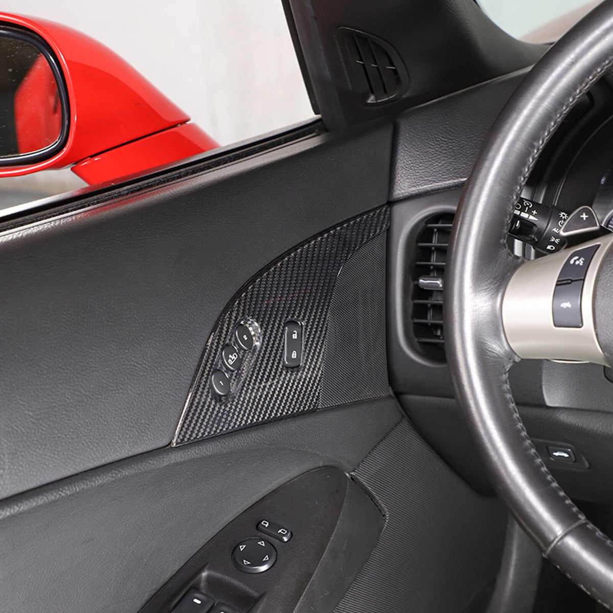 Real Dry Carbon Fiber Interior Door Lock Button Trim Cover For Corvette C6 05-13 9