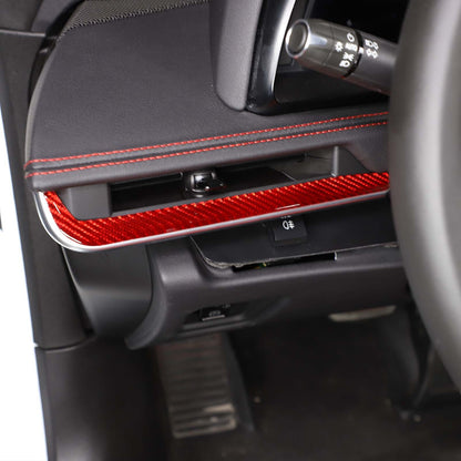 Red Soft Carbon Fiber Interior Decor Trim Kit Cover Set For Corvette C8 20-25 151