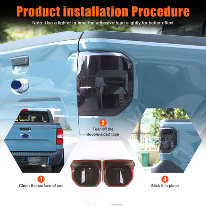 Smoked Black Rear Tail Light Guard Cover Trim Bezel For Ford Maverick 2022-2024 14