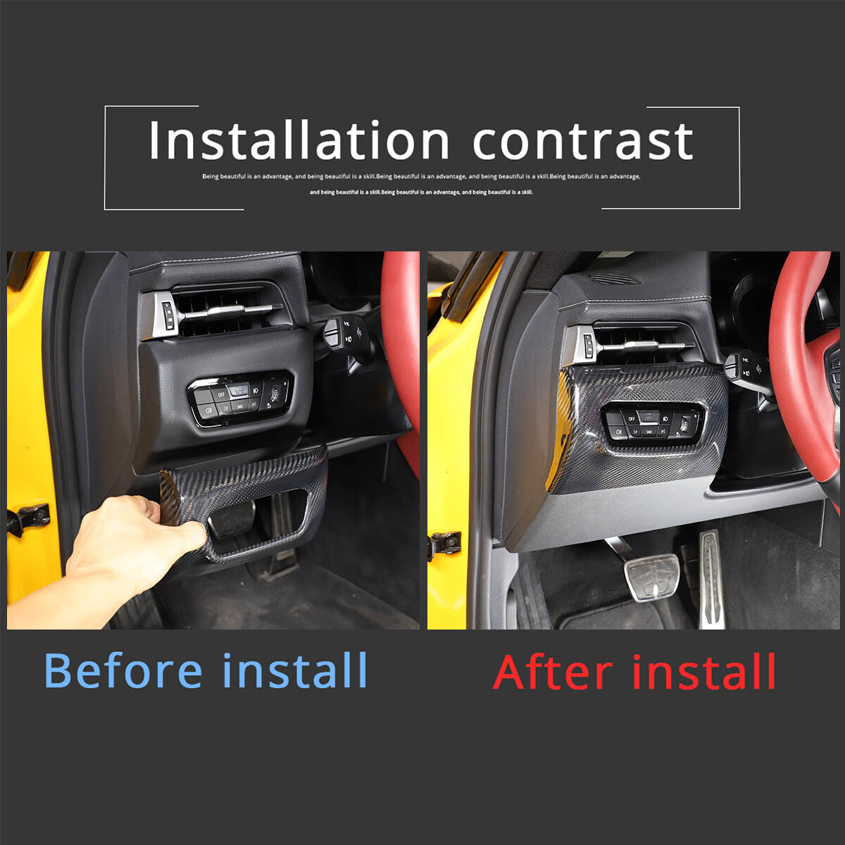 Real Carbon Headlight Switch Button Panel Trim For Toyota Supra A90 19-24 US 3