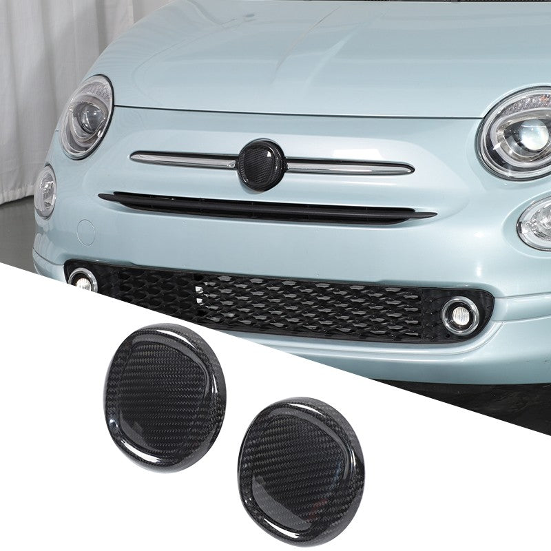 Real Carbon Fiber Front & Rear Emblem Cover Trim For Fiat 500 312 2016+ 23