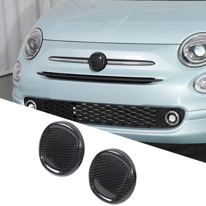 Real Carbon Fiber Front & Rear Emblem Cover Trim For Fiat 500 312 2016+ 23