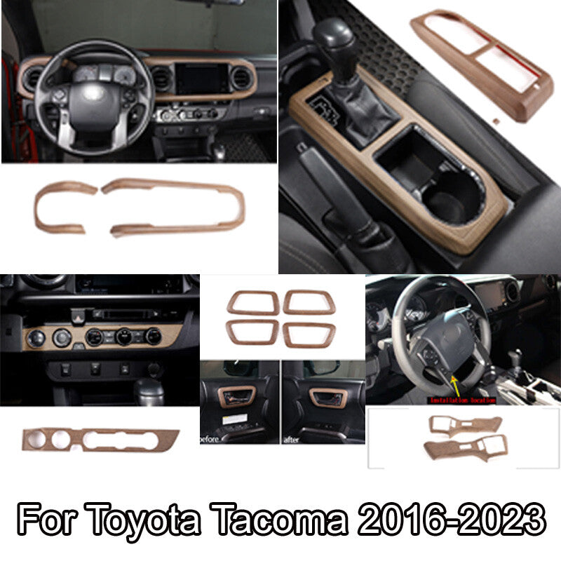 Wood Grain Interior Whole Set Panel Cover Trim Kit For Toyota Tacoma 2016-23 1