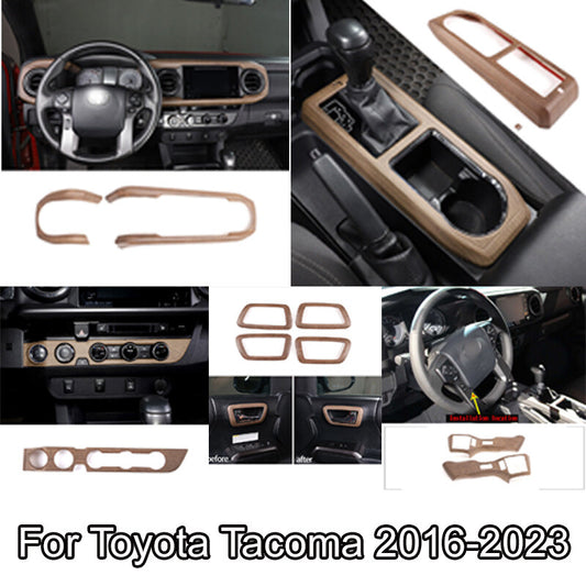 Wood Grain Interior Whole Set Panel Cover Trim Kit For Toyota Tacoma 2016-23 1