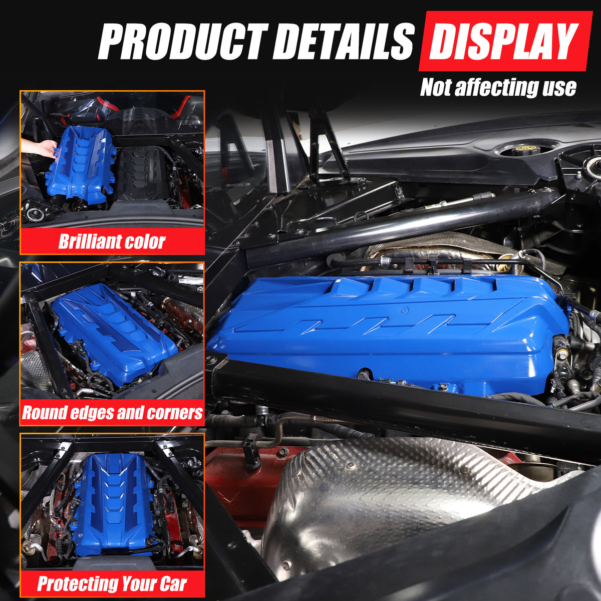 Blue Engine Bay Panel Cover Trim in Edge Blue For Corvette Coupe C8 2020-2026 18