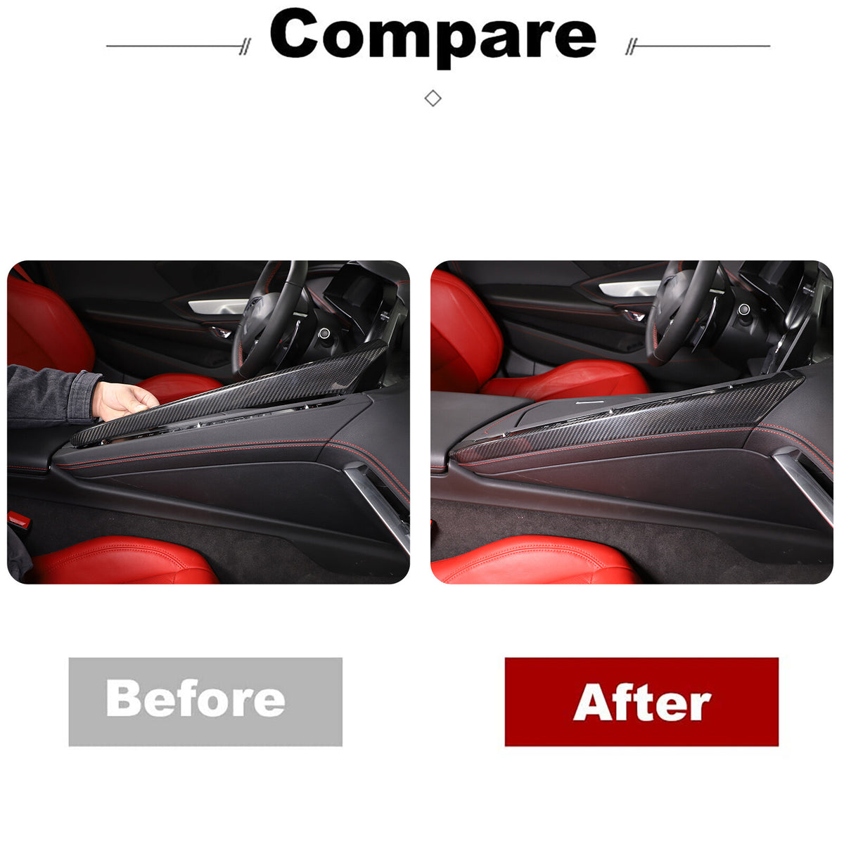 Real Dry Carbon Fiber Full Interior Center Set Trim Kit For Corvette C8 20-25 US - Styles 1-5 44