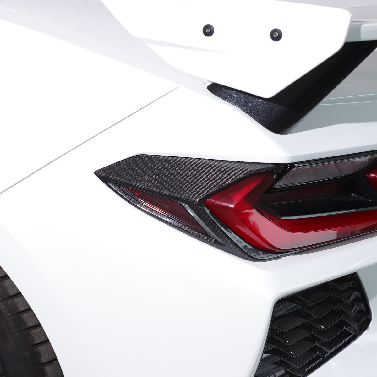 Real Carbon Fiber Rear Taillight Side Trim Cover for Corvette C8 2020+ US 15