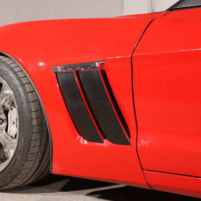 Carbon Fiber side fender vents Panel Sticker Trim For Corvette C6 2005-2013 8