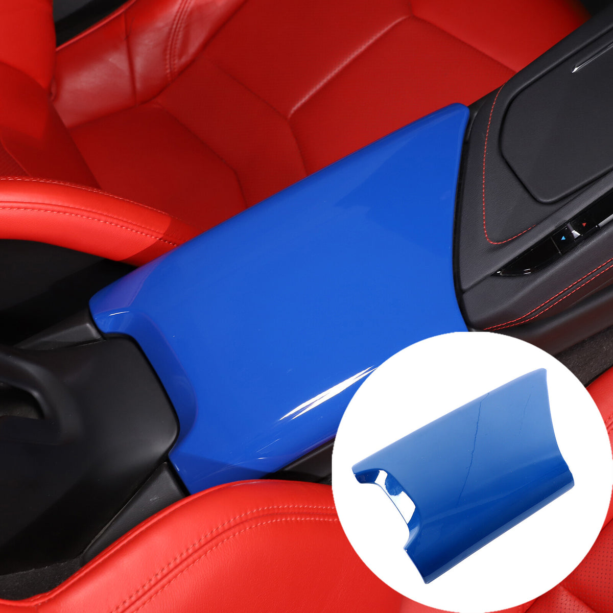 Dark Blue Console Armrest Box Lid Covers For C8 Corvette Stingray Z06 Z51 20-26 6