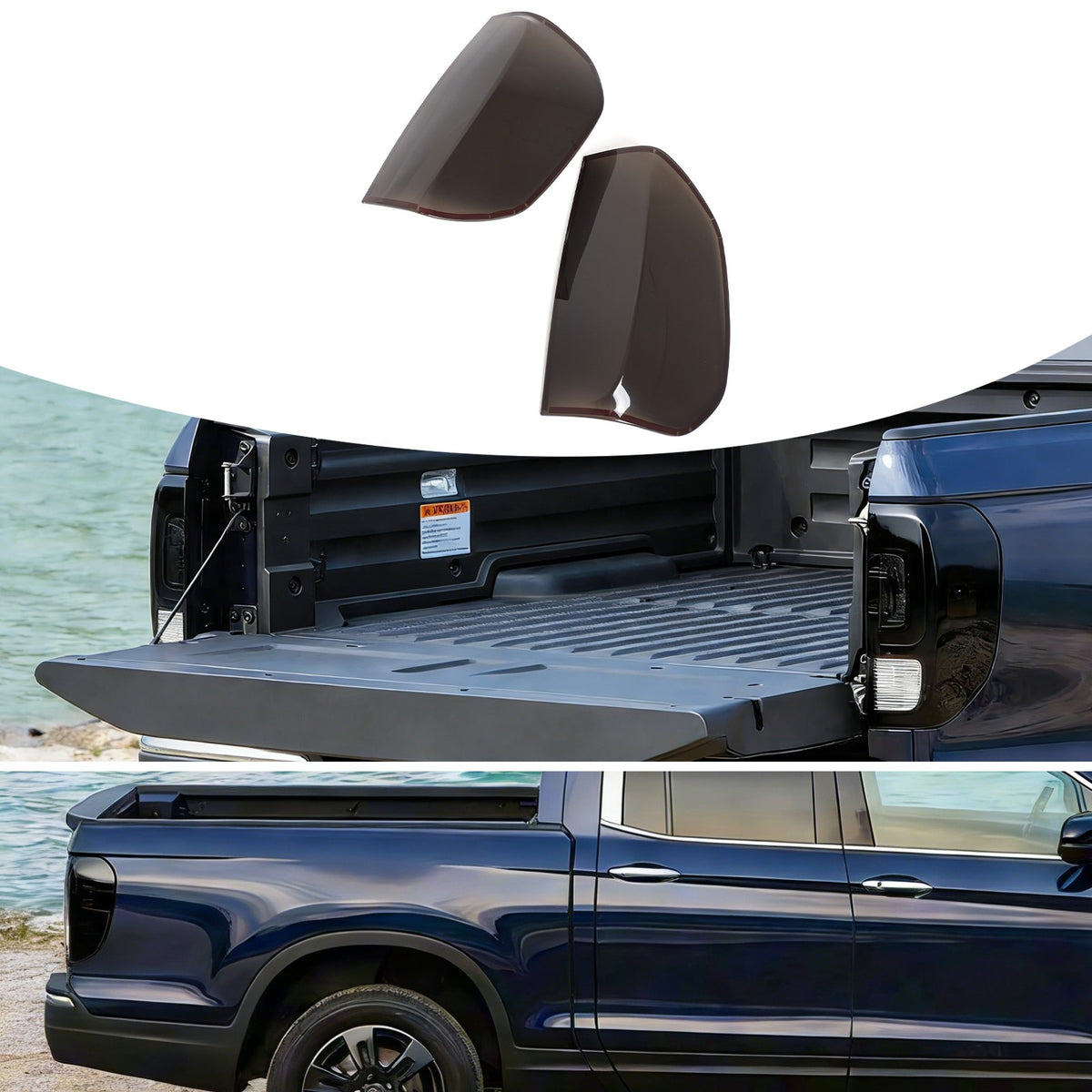 Smoked Black Taillight Lamp Cover Trim Overlays For Honda Ridgeline 2017+ US 8