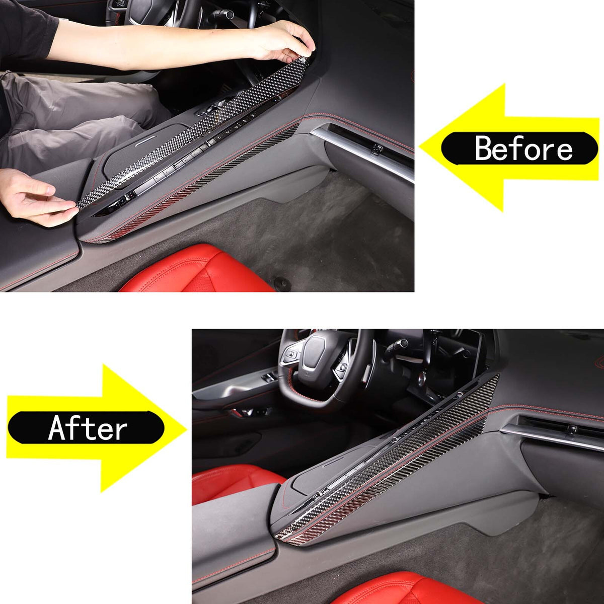 Soft Carbon Fiber Console Gear Shift Panel Trim For C8 Corvette Z06 Z51 20-25 9