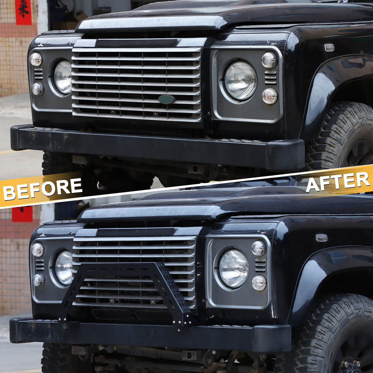 Black Bull Nudge Bar Bumper Guard A Bar For Land Rover Defender L316 2004-19 17