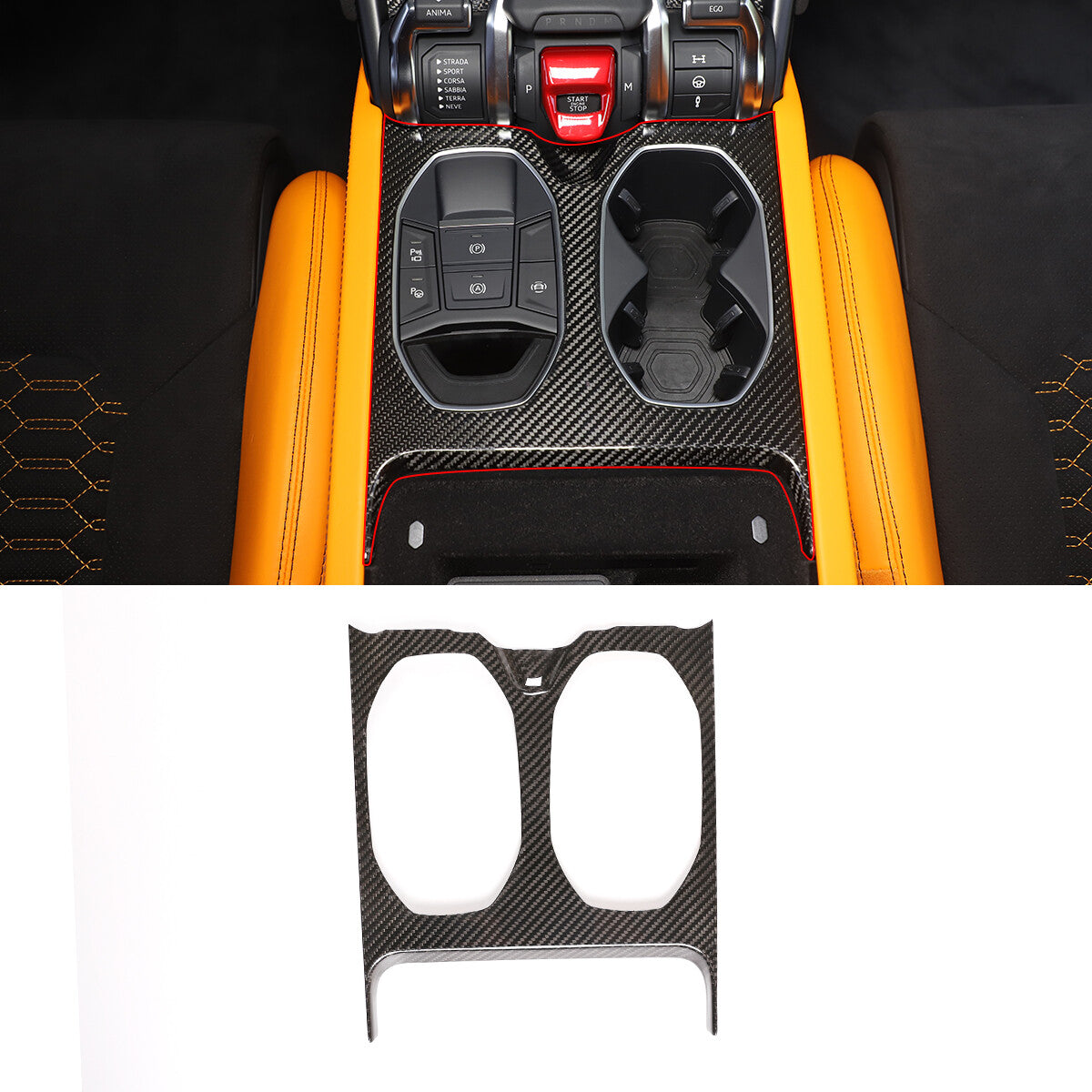 Real Carbon Fiber Water Cup Holder Cover Trim For Lamborghini URUS 2018-23 12