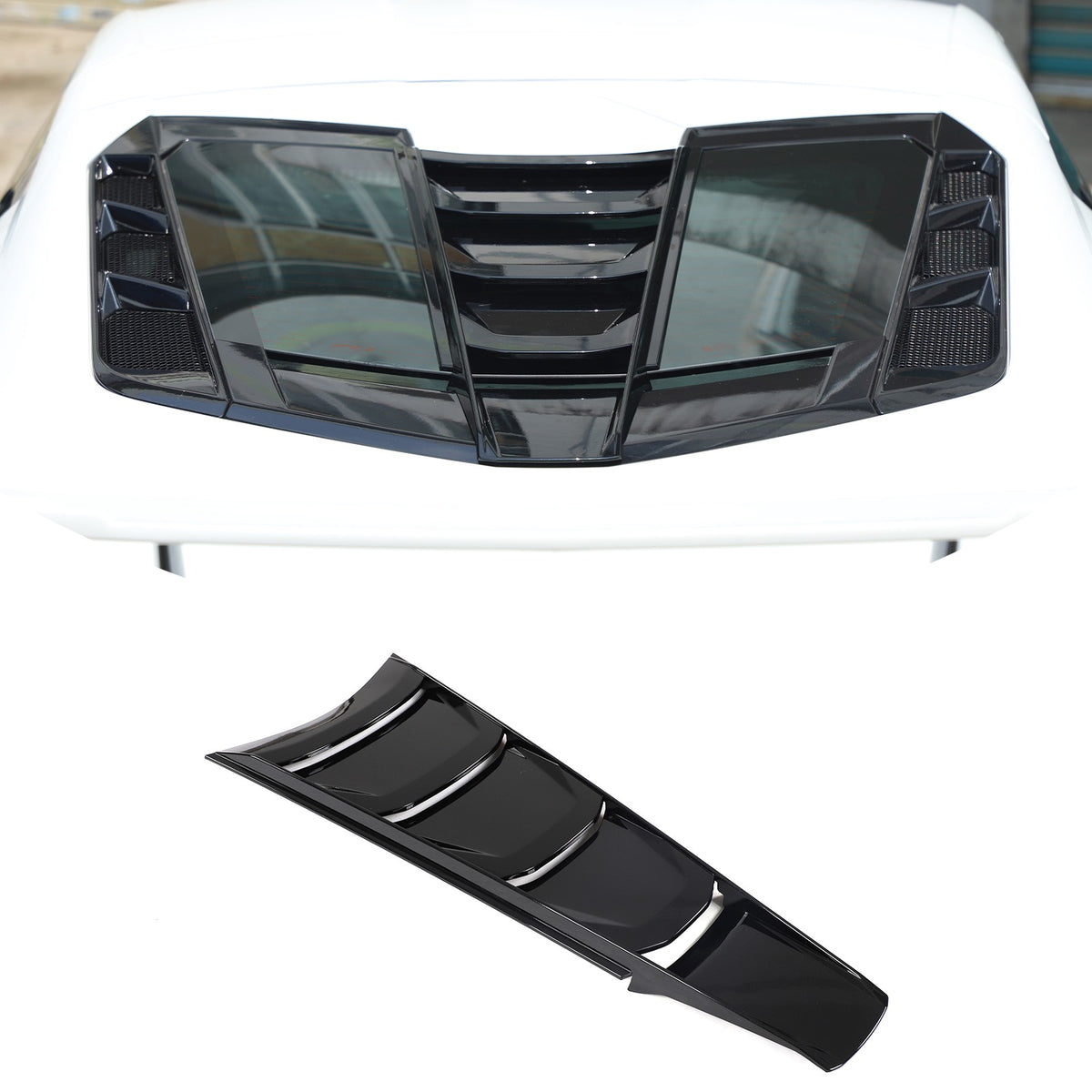 Piano Black Rear Split Window Applique Louver Trim For Corvette C8 Z51 2020+ 2