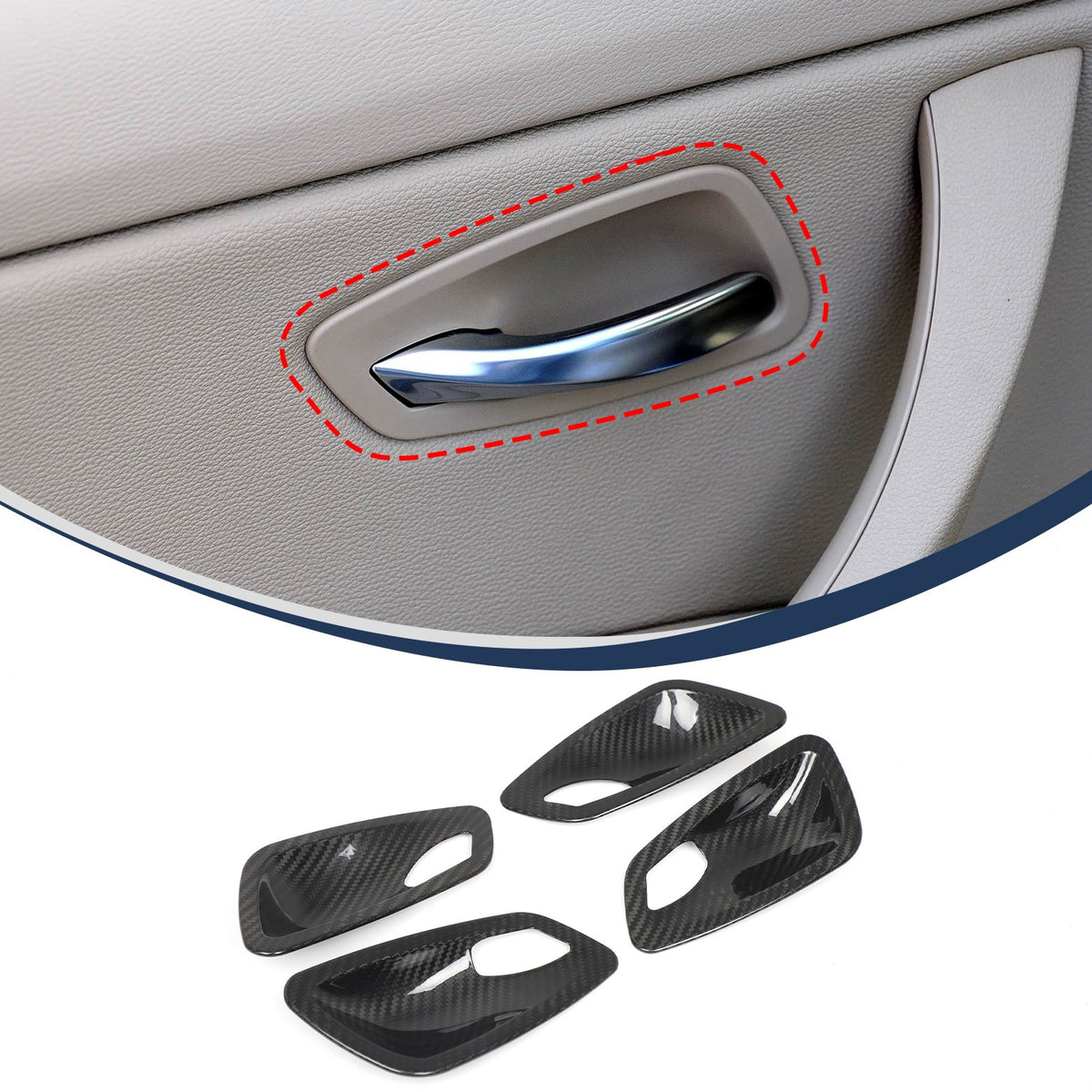 Real Carbon Fiber Inner Interior Door Bowl Trim For BMW 3 Series E90 2005-2012 17