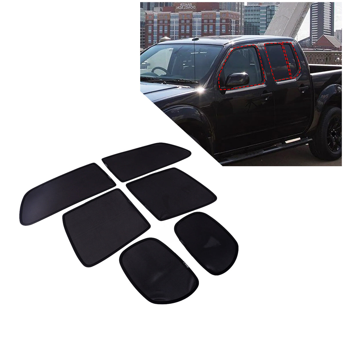 Full Window Screen Car Window Sun Shade Mesh Cover For Nissan Frontier 2013-2021 10