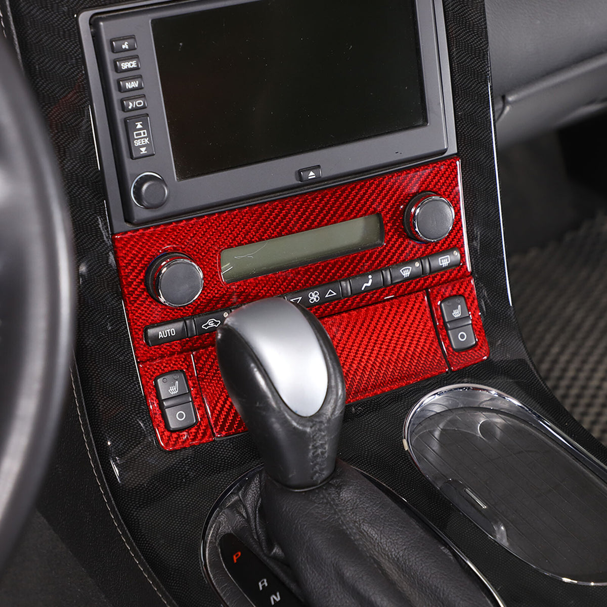 Red Real Carbon Fiber Center Console Air Conditioner Trim For Corvette C6 05-13 16