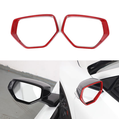 Red Real Carbon Fiber Side View Mirror Frame Cover Trim For Corvette C8 20-26 12