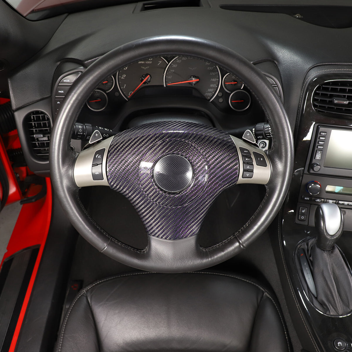 Real Carbon Fiber Center Steering wheel trim cover For Corvette C6 2005-2013 16