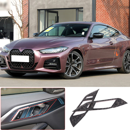 Forged Carbon Fiber Inner Door Handle Frame Cover Trim For BMW 4 Series 2022-24 12