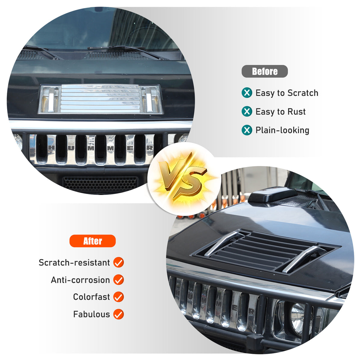 ABS Matte Black Front Hood Grille Engine Cover Trim for Hummer H2 2003-2009 4