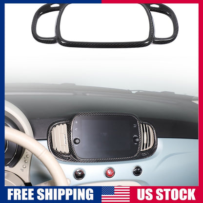 Real Carbon Fiber Center Air Vent Trim For Fiat 500/Abarth 595 695 21-23 US 1