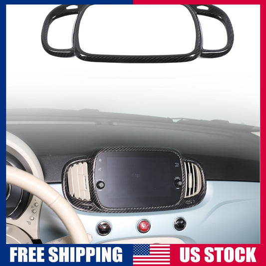 Real Carbon Fiber Center Air Vent Trim For Fiat 500/Abarth 595 695 21-23 US 1