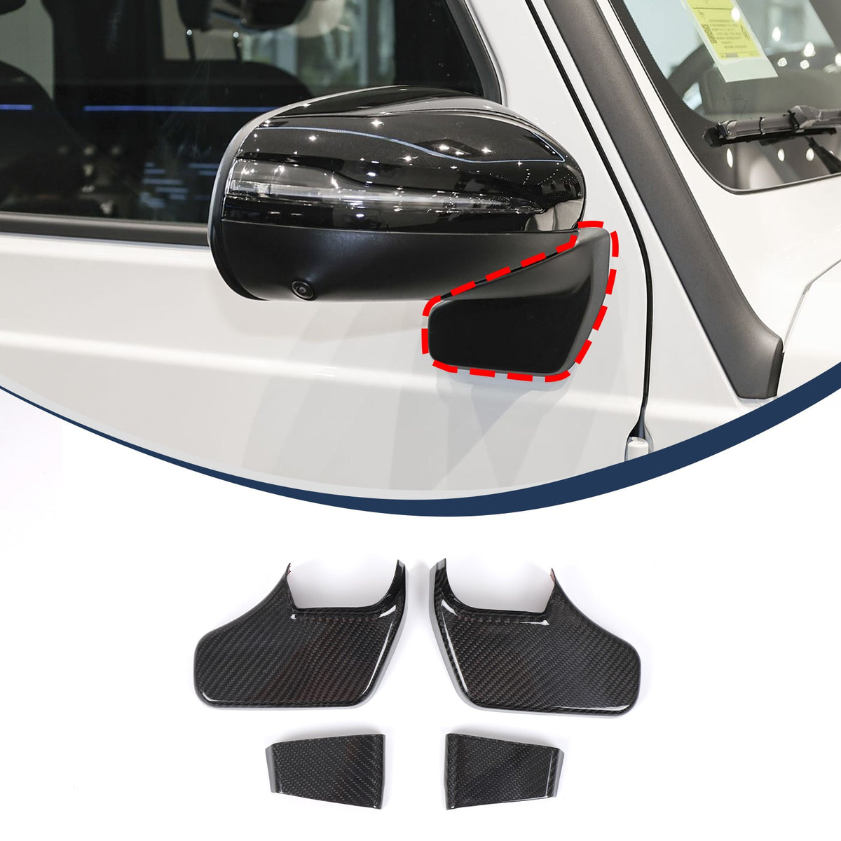 Real Carbon Fiber Rearview Mirror Base Cover Trim For Benz G-Class W465 2025 US 3
