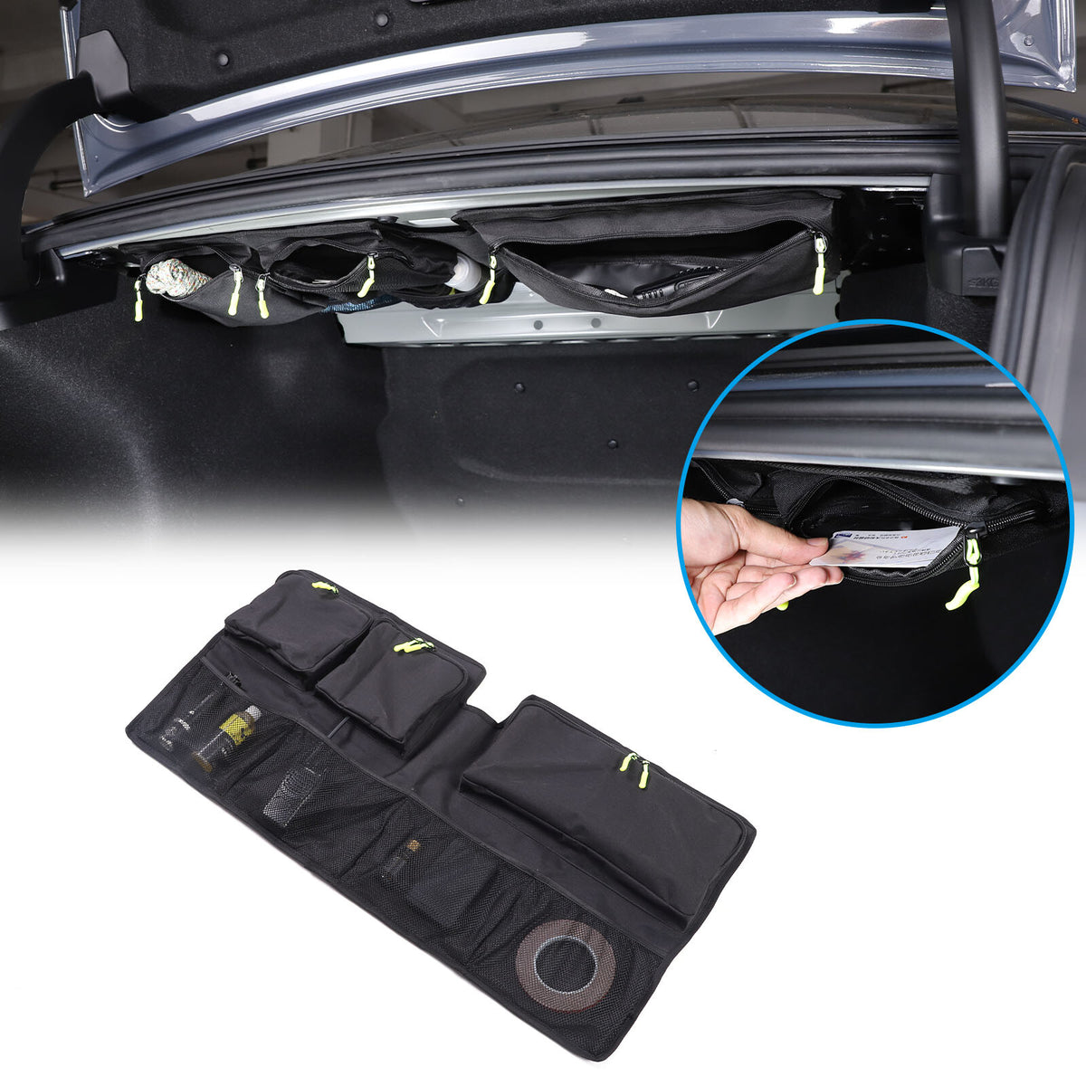 Black Rear Trunk Hanging Storage Bag Organizer For BMW 5 Series G60 i5 2024+ 3