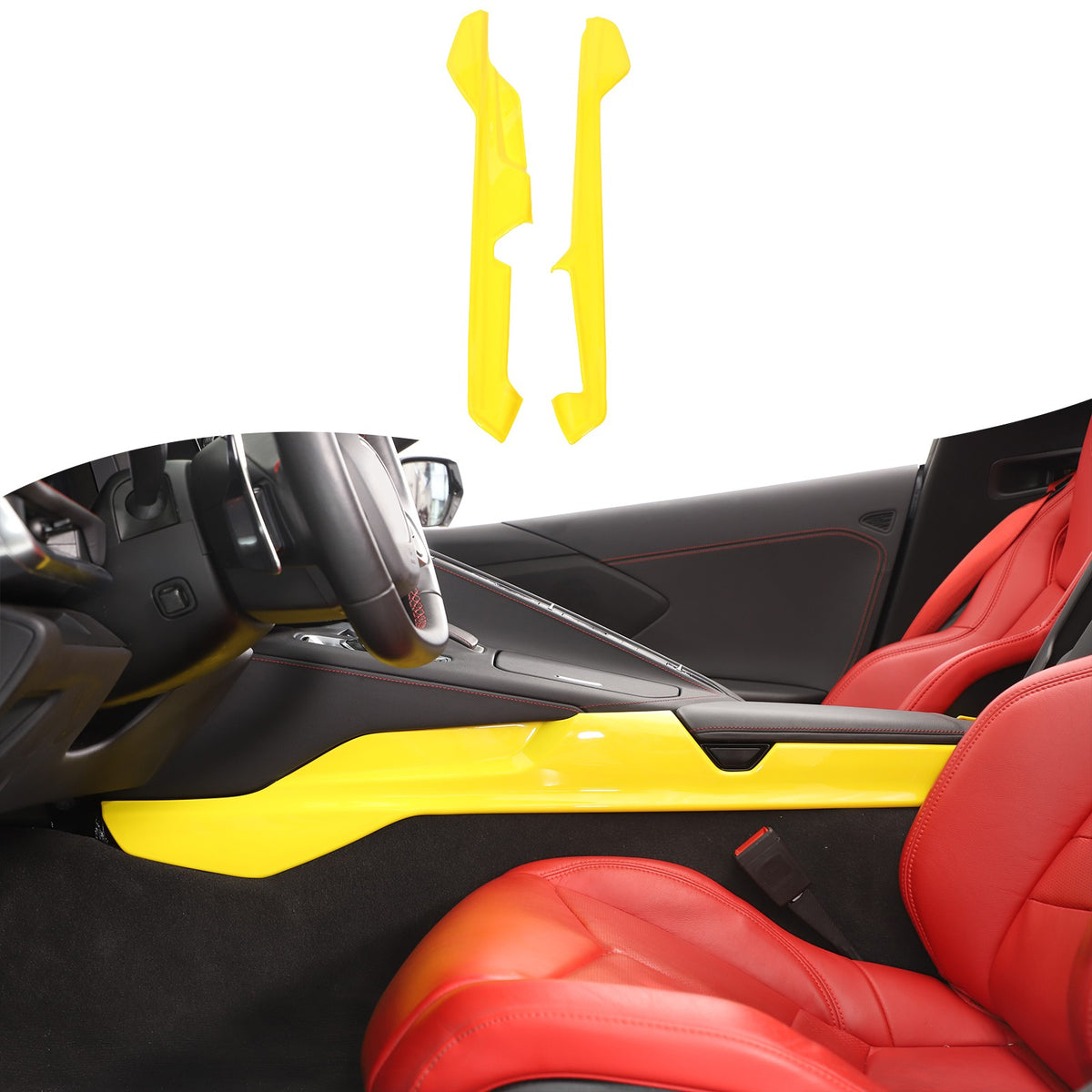 Yellow ABS Center Console Lower Armrest Box Panel Trim For Corvette C8 2020+ 10