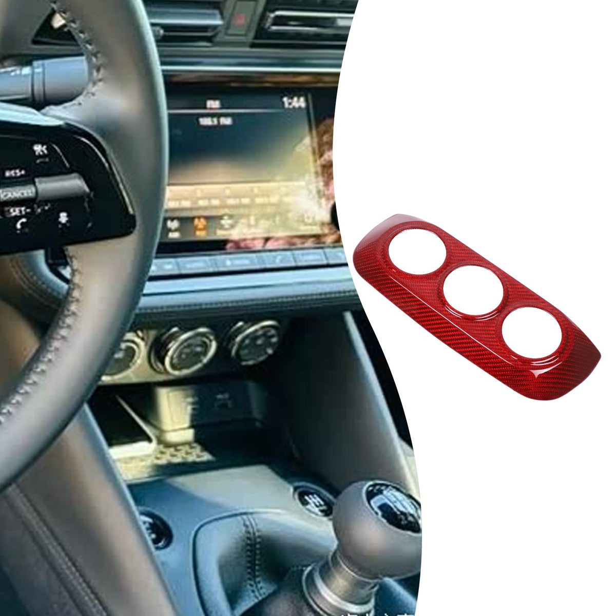 Red Real Carbon Fiber Interior Center Console Trim For Nissan Z 400Z RZ34 2023+ 61