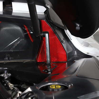 Red Real Carbon Fiber Engine Bay Glass Corner Cover Trim For Corvette C8 Coupe 22