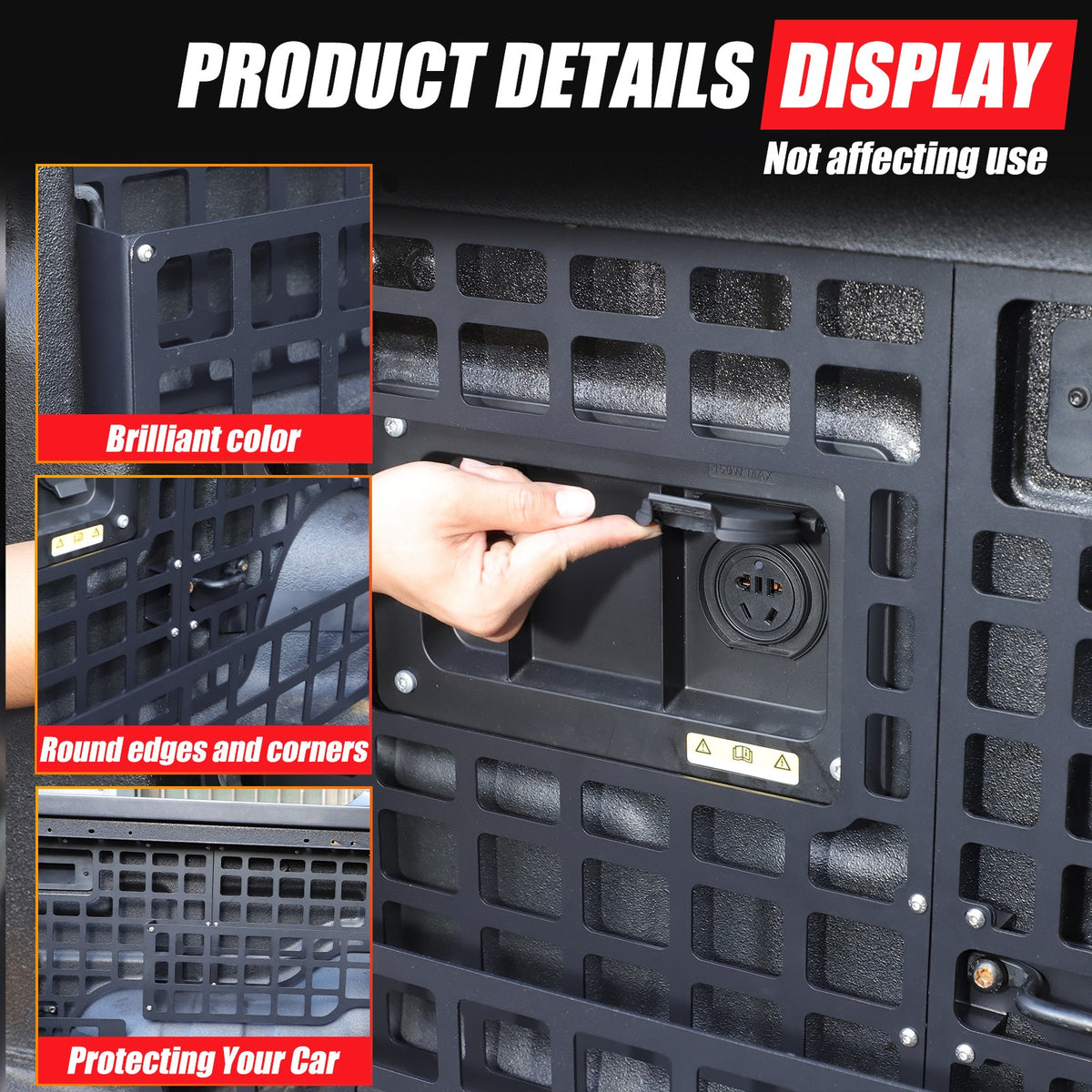 Steel Trunk Left Side Storage Bag Hanger Molle Panel For Ford Ranger T9 2023+ 7