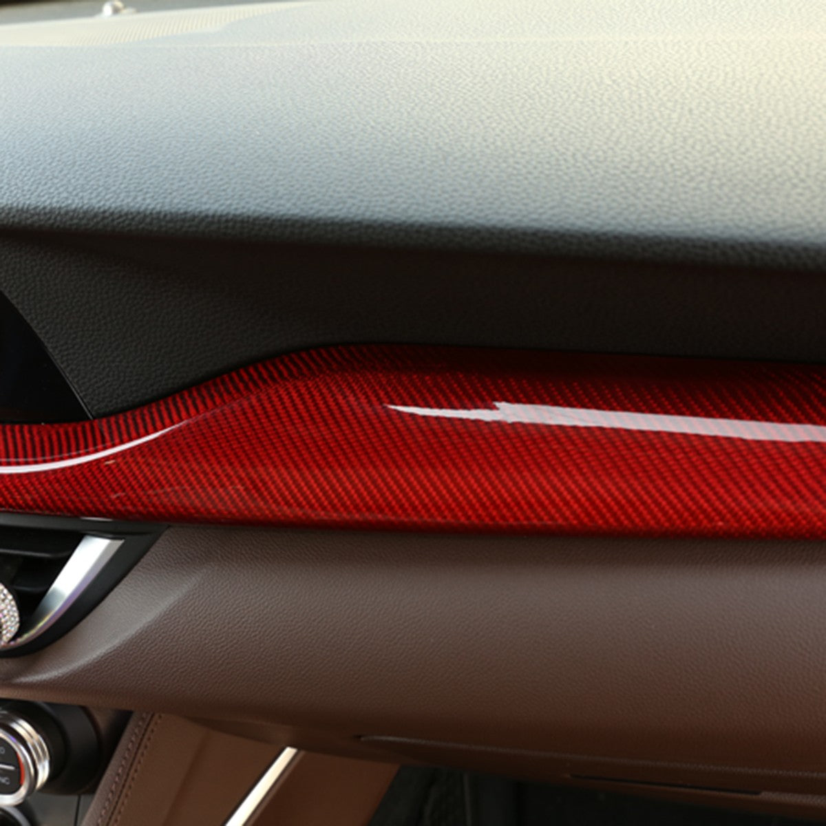 Red Real Carbon Fiber Center Dashboard Trim For Alfa Romeo Stelvio 949 2017-2020 10