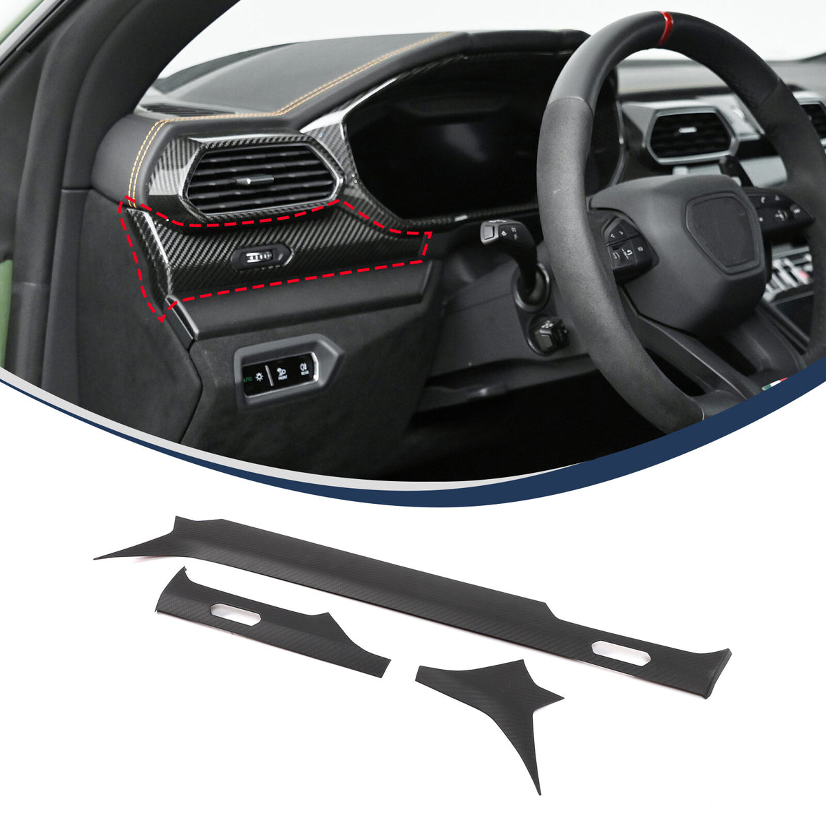 Matte Real Dry Carbon Fiber Center Console Panel Trim For Lamborghini URUS 18-23 1
