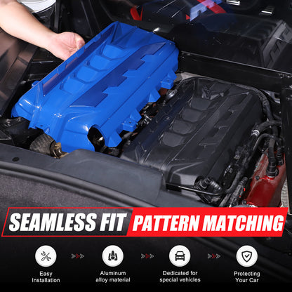 Blue Engine Bay Panel Cover Trim in Edge Blue For Corvette Coupe C8 2020-2026 16