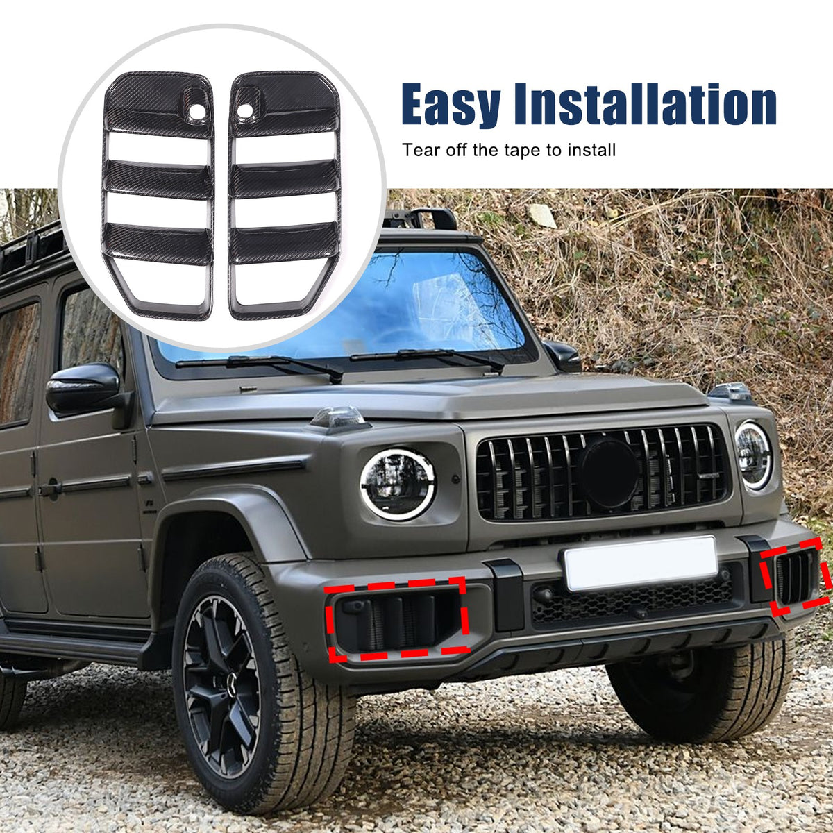 Real Carbon Fiber Front Bumper Air Intake Grille Trim Set For Benz G63 W465 25+ 7