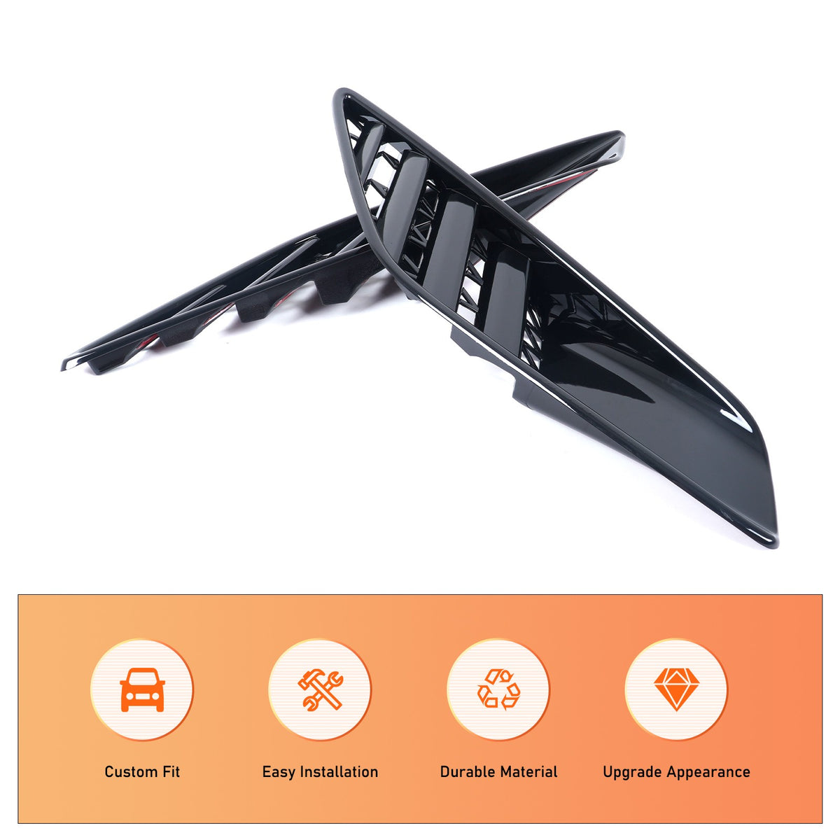 Piano Black ABS Rear Fender Air Intake Frame Trim For Corvette C7 2014-2019 US 14