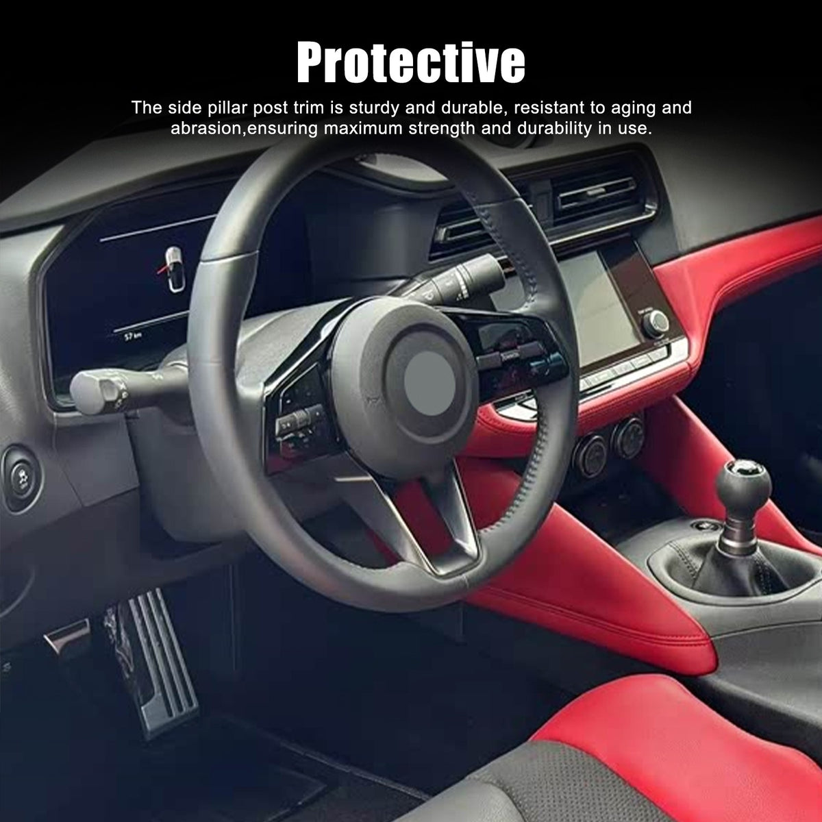 Red Real Carbon Fiber Steering Wheel Button Trim For Nissan 400Z Z34 16
