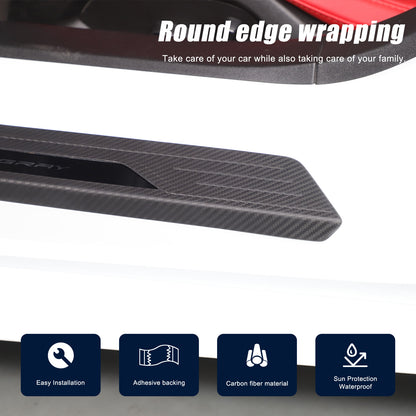 Matte Real Carbon Fiber Scuff Plate Door Sill Cover Protector For Corvette C8 21