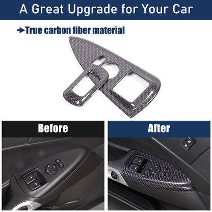 Real Carbon Fiber Window Lift Switch Button Trim Frame For Corvette C6 2005-2013 3