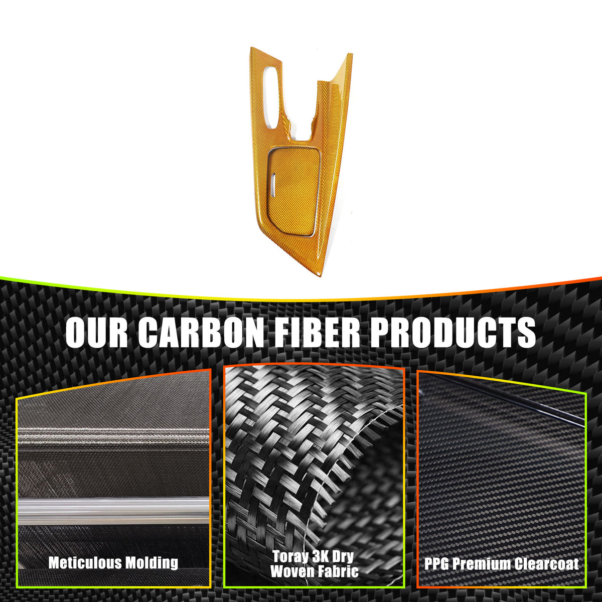 Real Carbon Fiber Center Console Gear Shift Panel Cover For Corvette C8 2020-25 22